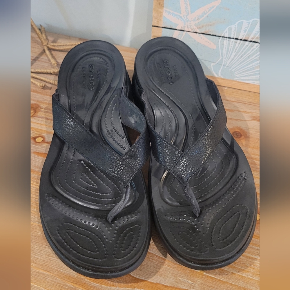 Crocs Black Flip Flops
